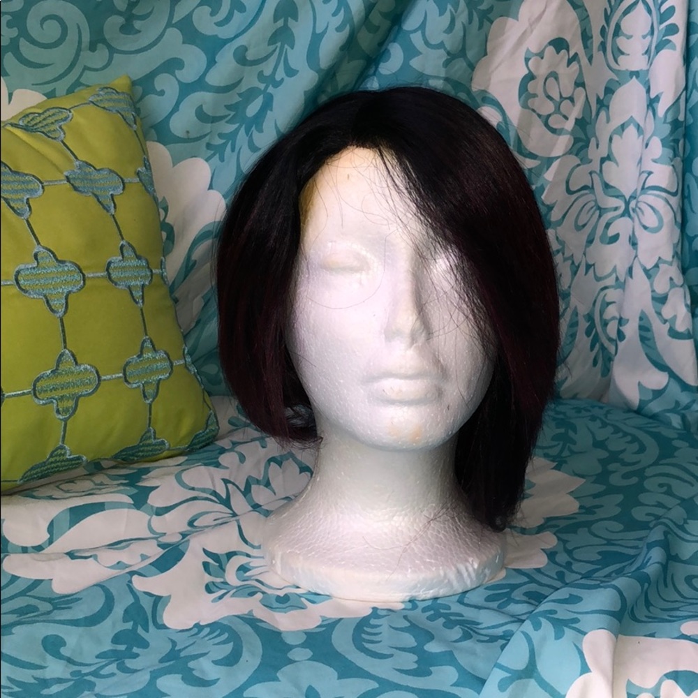 Black and Burgundy Synthetic Lace Wig
